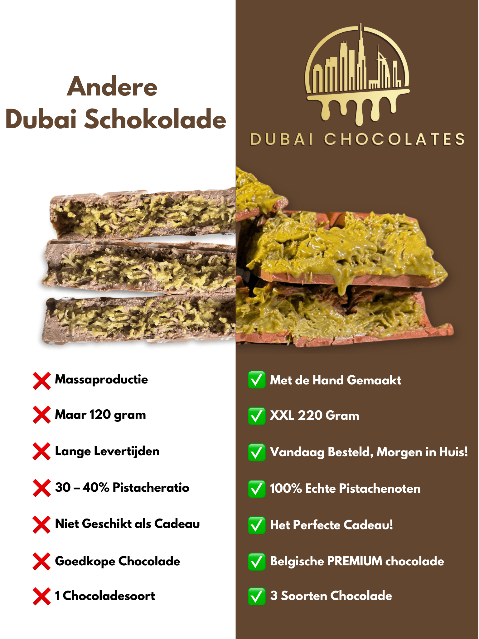 Dubai chocolade reep kopen 220 gram