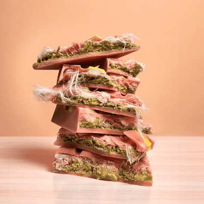 Roze Chocoladereep met Pistachevulling, Crunch en Pişmaniye